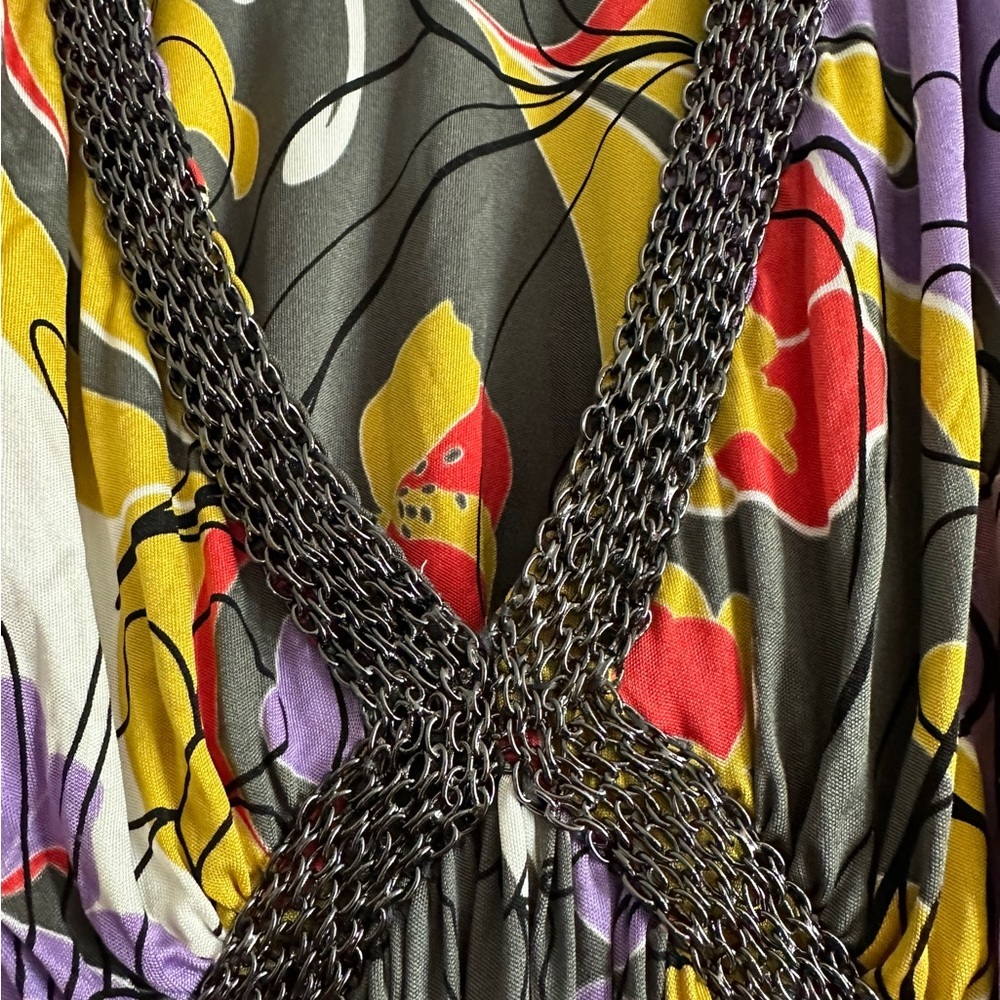 Sky Multicolored Plunging Neckline Mini Dress Size Medium - Picture 10 of 17